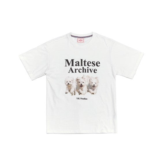 Women] Maltese Archive-Print T-Shirt MelangeWhite